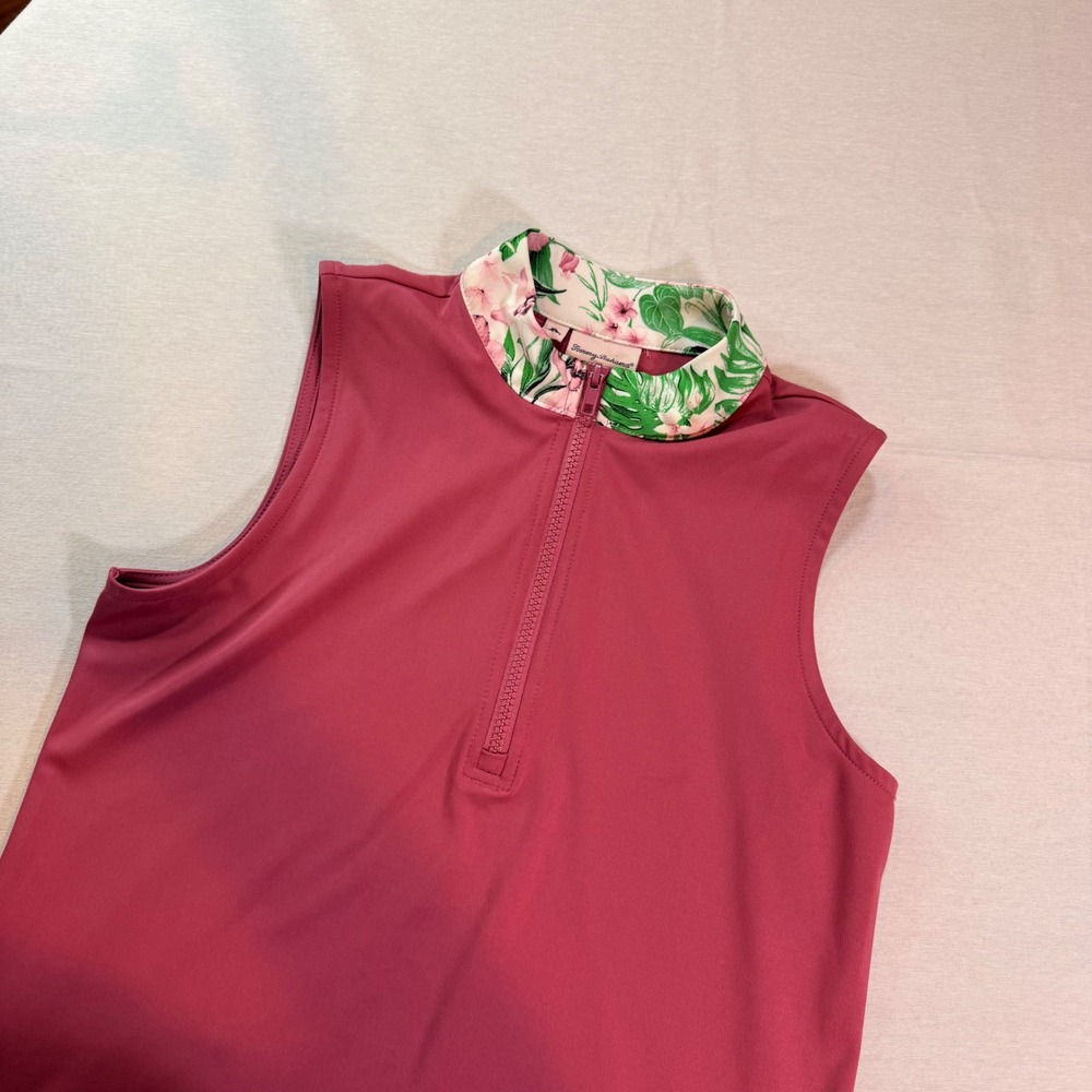 Tommy Bahama Golf Dress Womens S Pink Quarter Zip Floral Resort Athleisure EUC - Picture 7 of 9